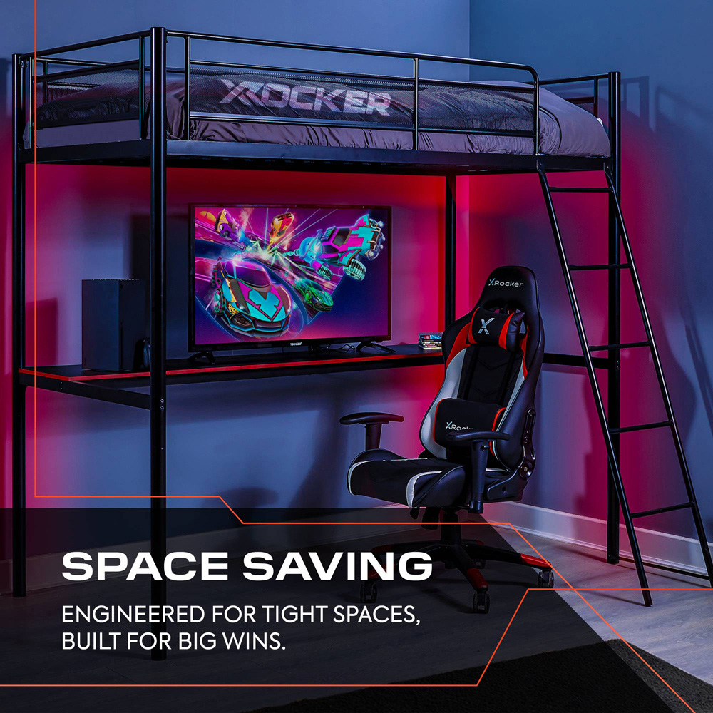 X Rocker HQ Black High Sleeper Gaming Bed with Desk Image 4