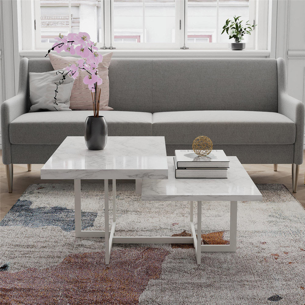 Dorel Home Brielle White Faux Marble Coffee Table Image 7