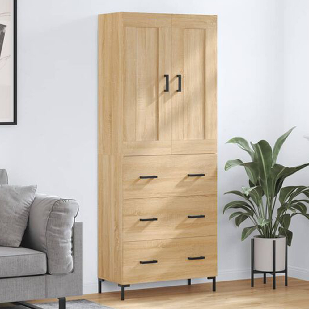 vidaXL 2 Door 3 Drawer Sonoma Oak Highboard Image 1