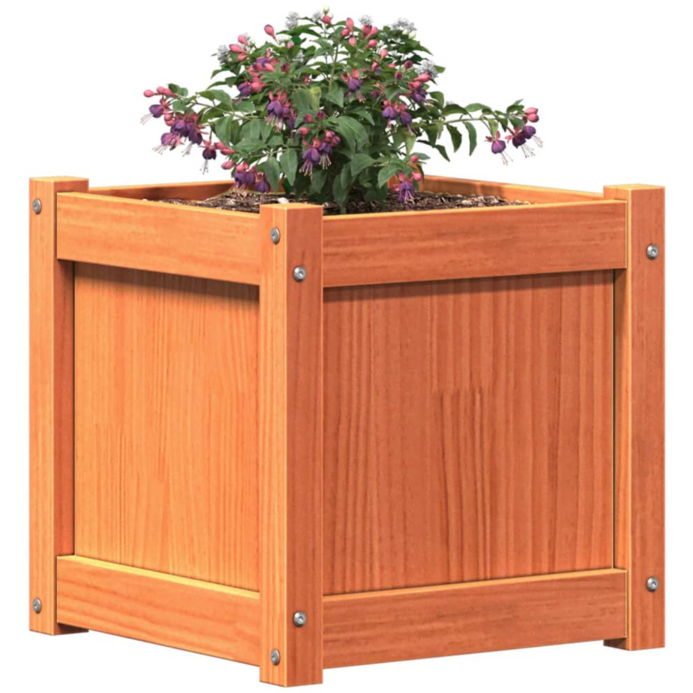 vidaXL Brown Solid Pine Wood Garden Planter 40 x 40 x 40cm Image 3