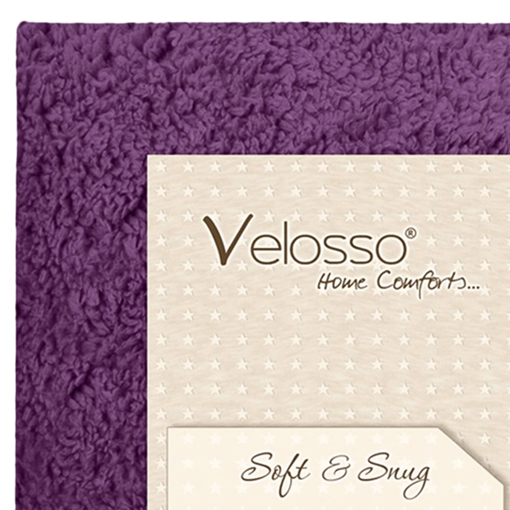 Velosso Super King Purple Teddy Fleece Fitted Sheet Image 3