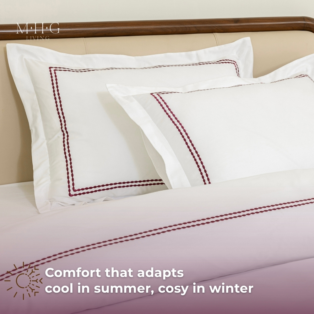 MHG Living King Size Kensington Burgundy 200 Thread Count Duvet Cover Set Image 8