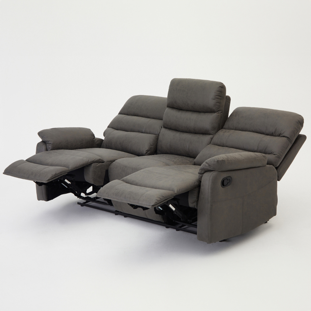 Home Detail Maxwell 3 Seater Grey Air Leather Manual Recliner Sofa Image 6