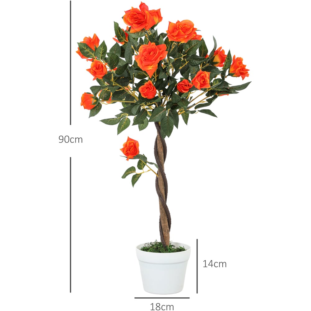 Portland Orange Rose Artificial Tree in Pot 90cm 2 Pack Image 9