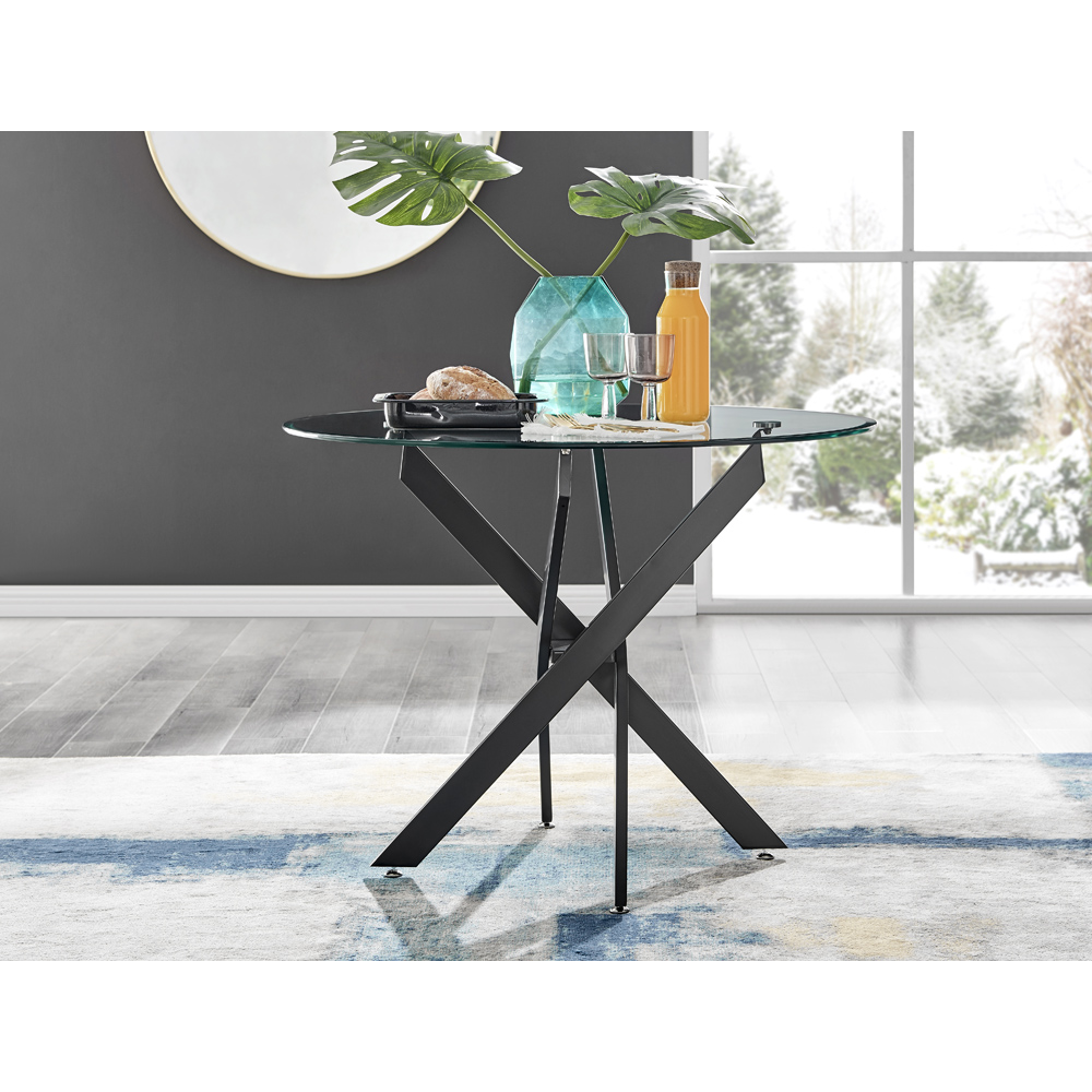 Furniturebox Arona Valera 4 Seater Round Dining Set Black Image 3