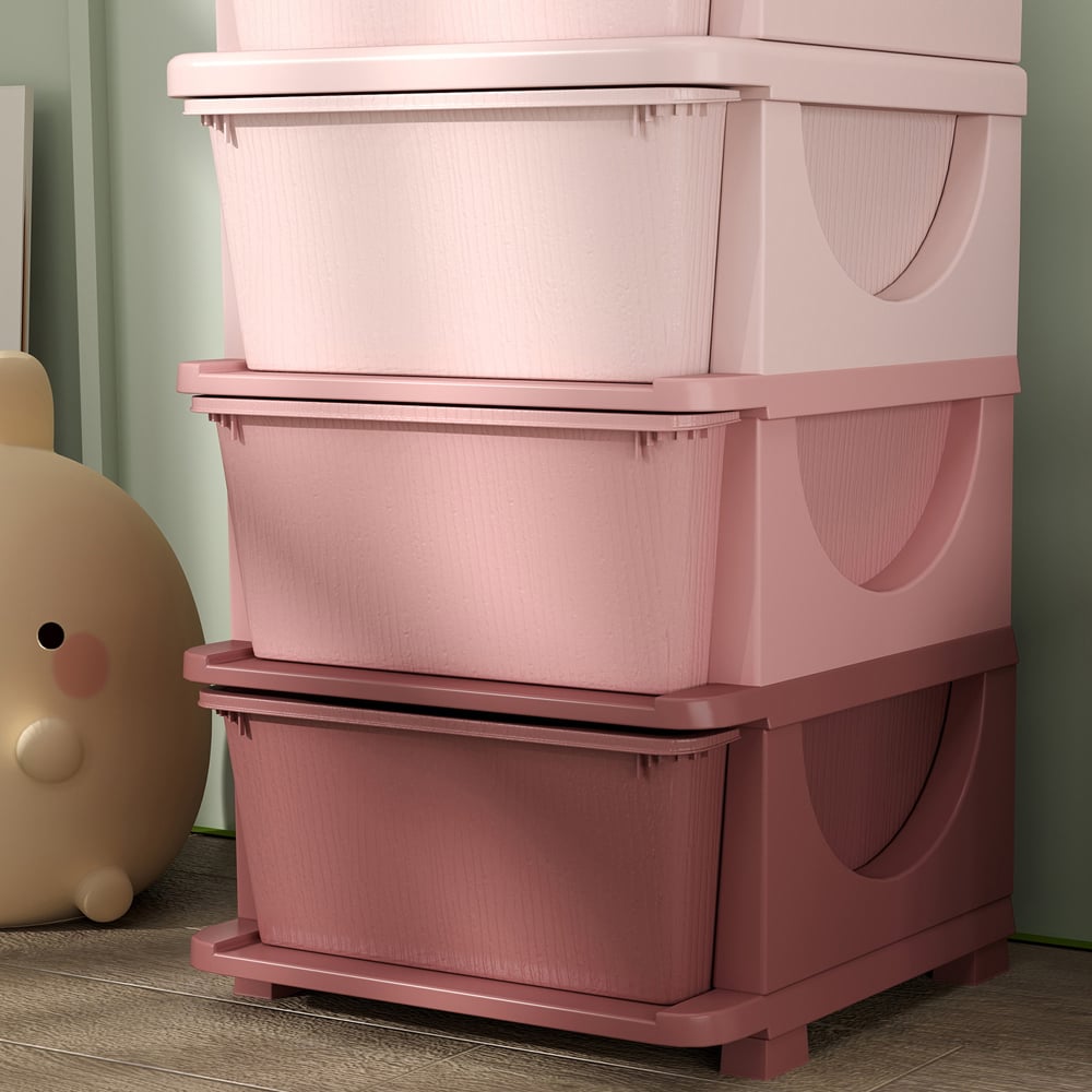 HOMCOM 4 Drawer Pink Kids Chest of Drawers Image 3