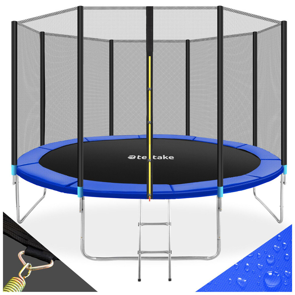 tectake Black and Blue Trampoline with Safety Net 396 x 396cm Image 2