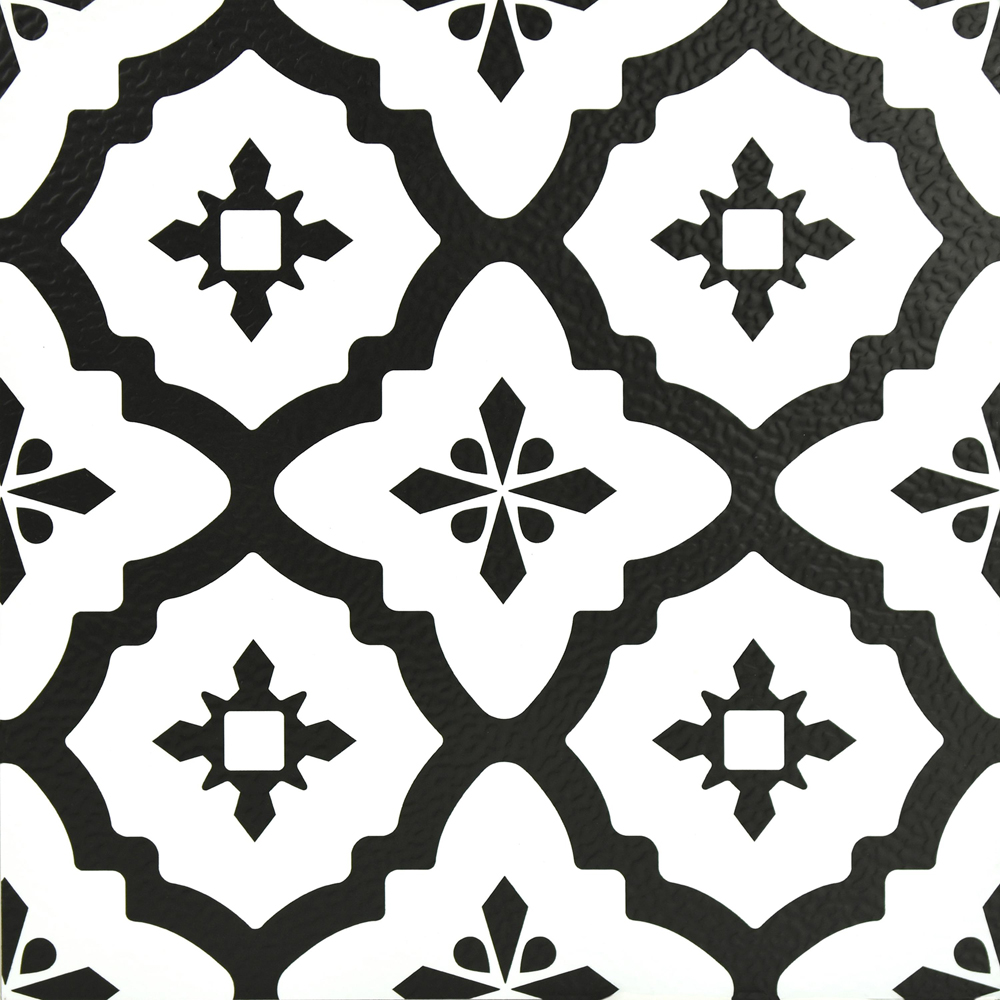 Floorpops Comet Black and White Peel and Stick Floor Tile 30.48 x 30.48cm 10 Pack Image 2