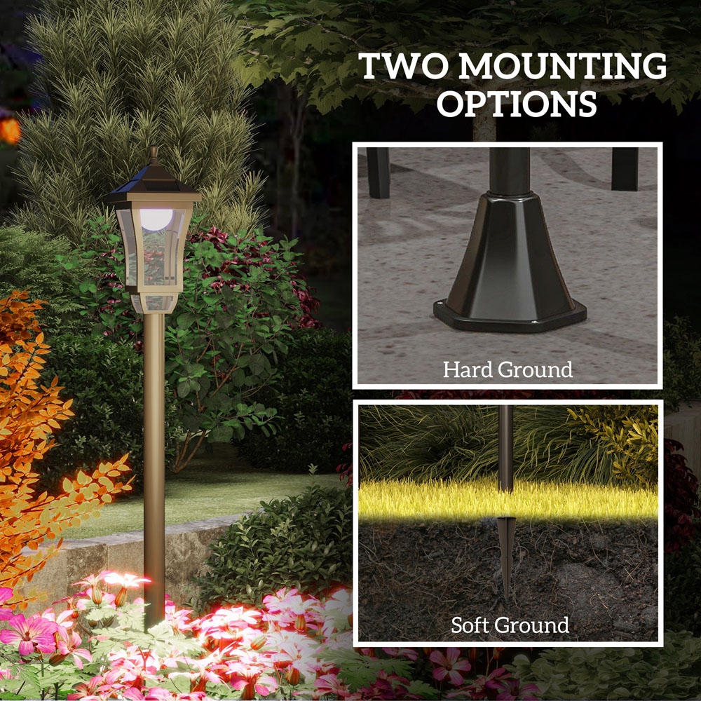Outsunny Cool White LED Waterproof Black Garden Solar Lamp Post Light Image 6