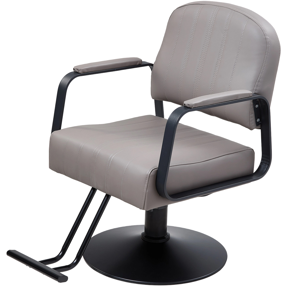 Living and Home Grey and Black Swivel Base Salon Barber Chair with Hydraulic Lift Image 2