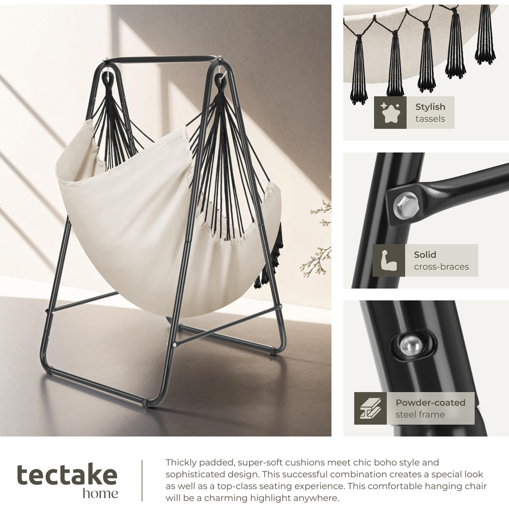 tectake Alison Beige Swing Chair with 3 Thick Pillow Image 7