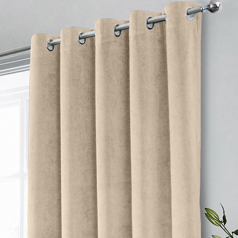 Enhanced Living Hampton Cream Velvet Blackout Thermal Eyelet Curtain 168 x 229cm Image 2