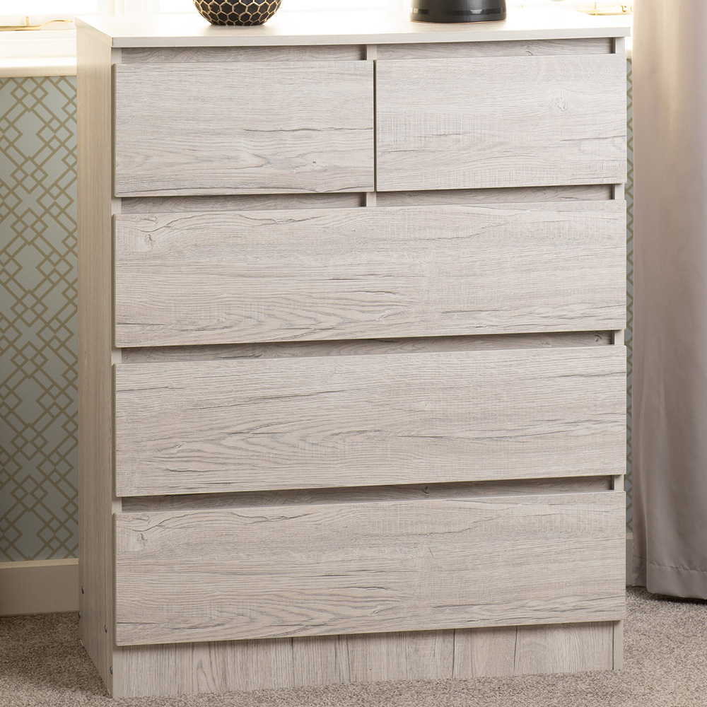 Seconique Malvern 5 Drawer Urban Snow Chest of Drawers Image 1