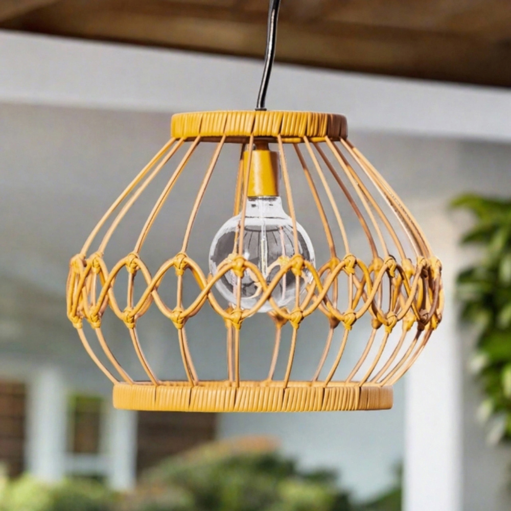 Teamson Home Open Weave Lantern Patio Solar Pendant Light Image 6
