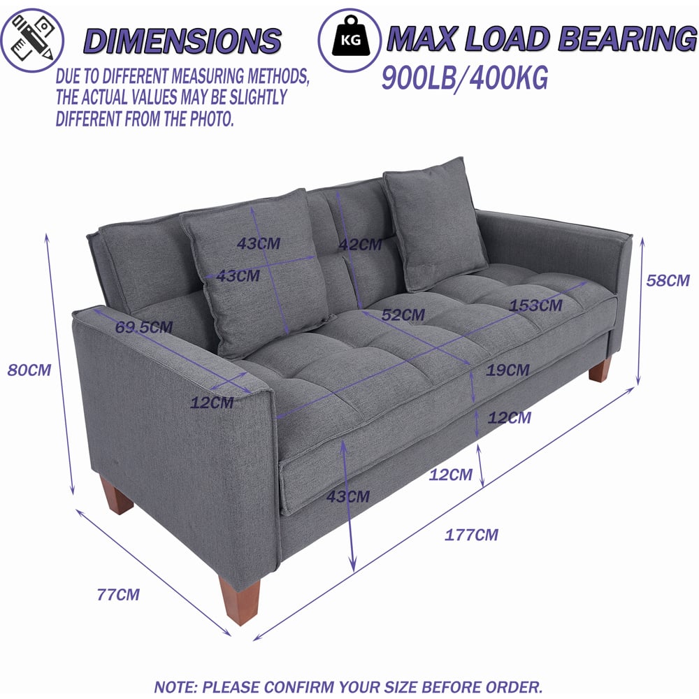 Furniture One 3 Seater Modern Sofa Image 9