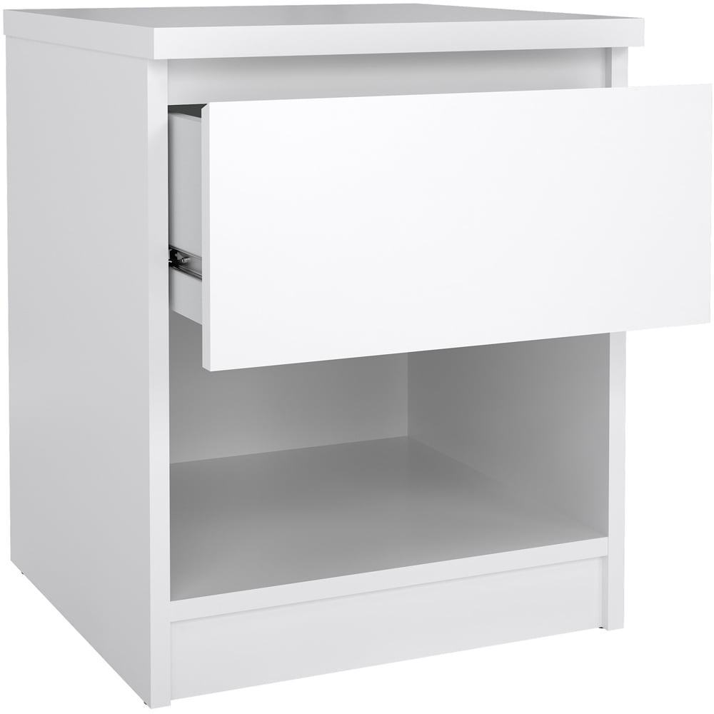 Florence Single Drawer Single Shelf White High Gloss Bedside Table Image 4
