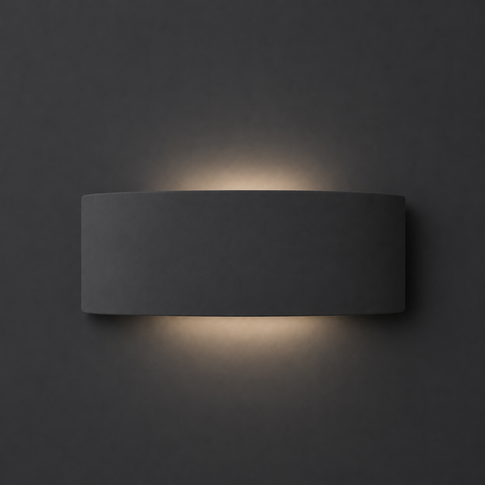 ValueLights Vincent Navy Curved Ceramic LED Flush Wall Light with Bulb Image 2