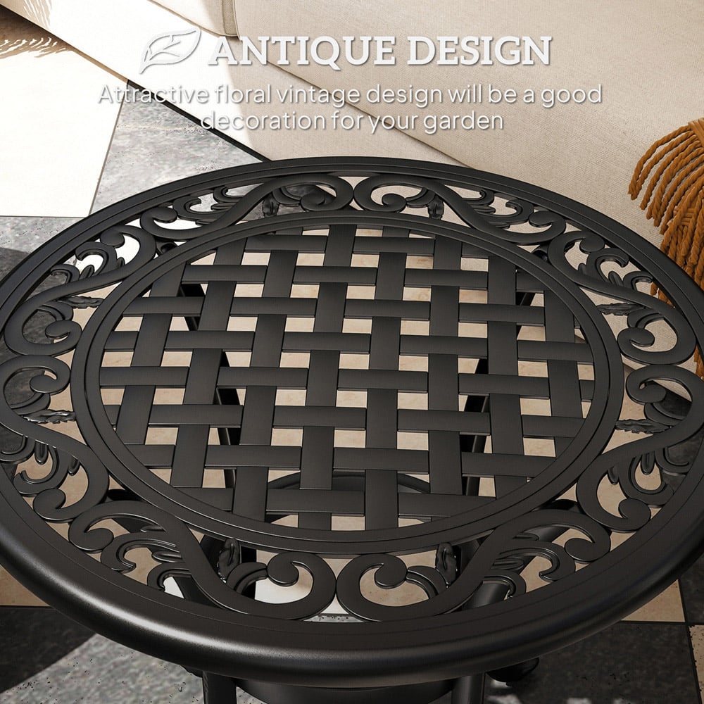Outsunny Cast Aluminium Frame Round Garden Table Black Image 4