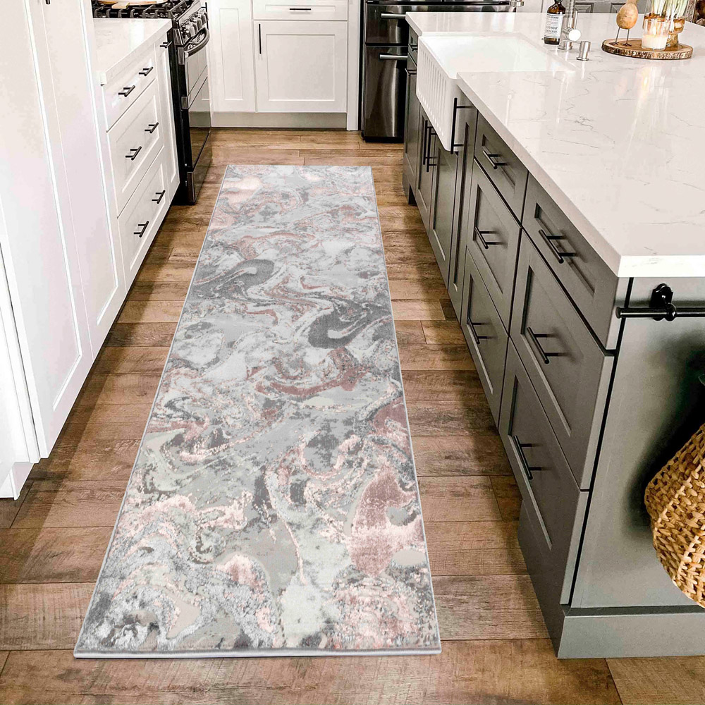 Desire Rugs Solarius Pink Living Room Abstract Area Rug 60 x 220m Image 2