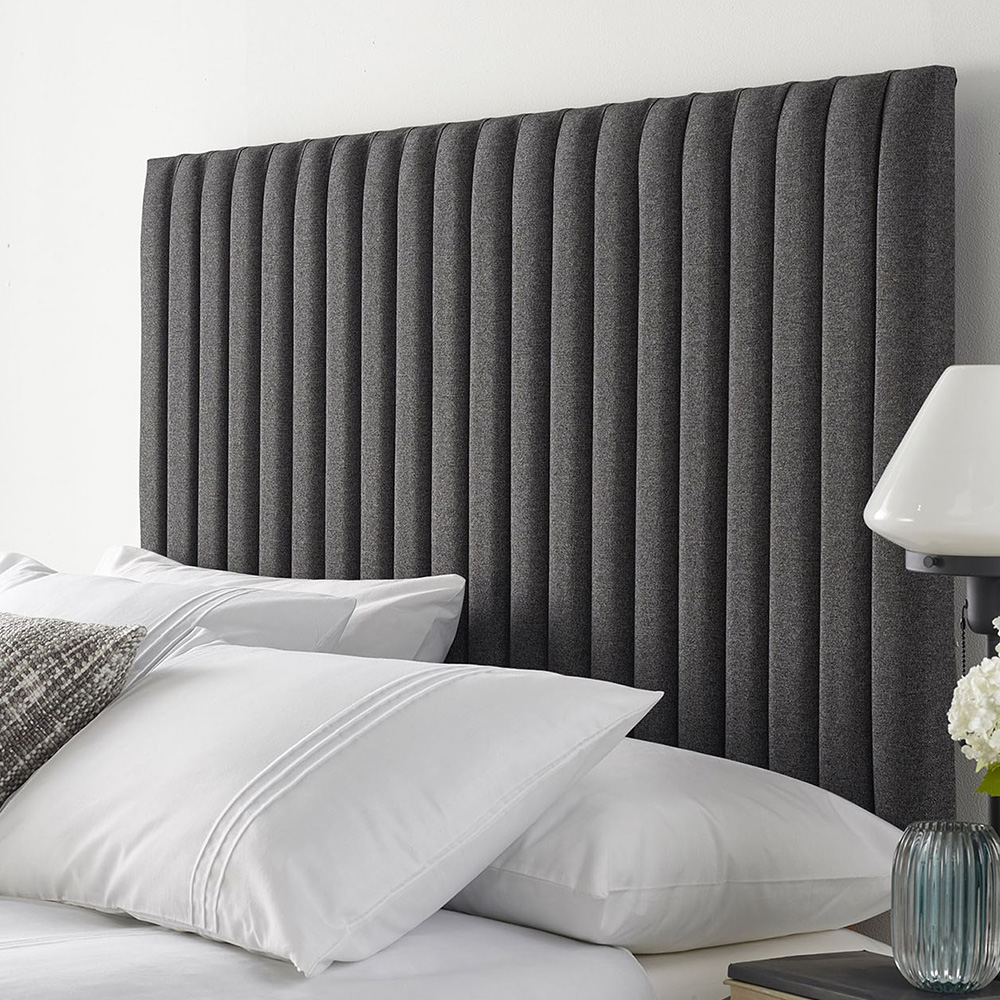 Aspire Furniture Catherine Lansfield Soho Single Charcoal Saxon Twill Headboard Image 1
