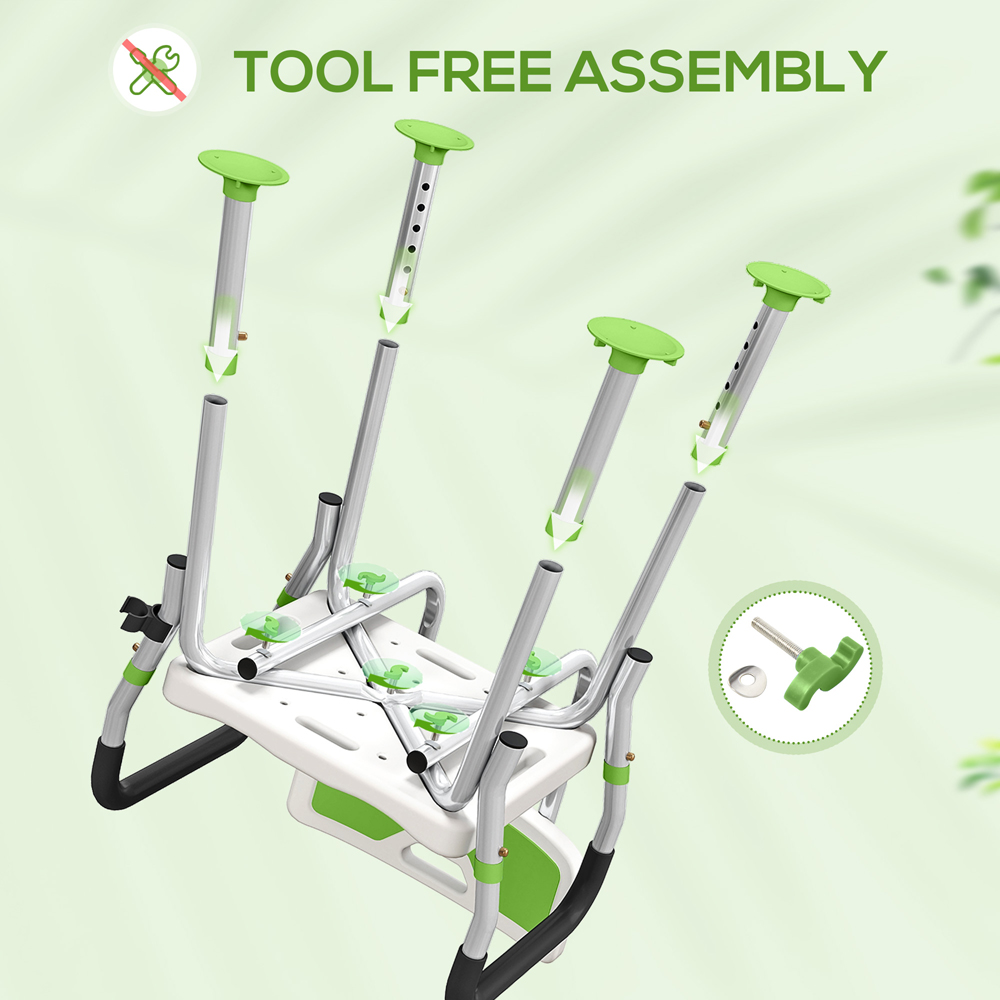 HOMCOM Green Aluminium Height Adjustable Padded Shower Stool Image 6
