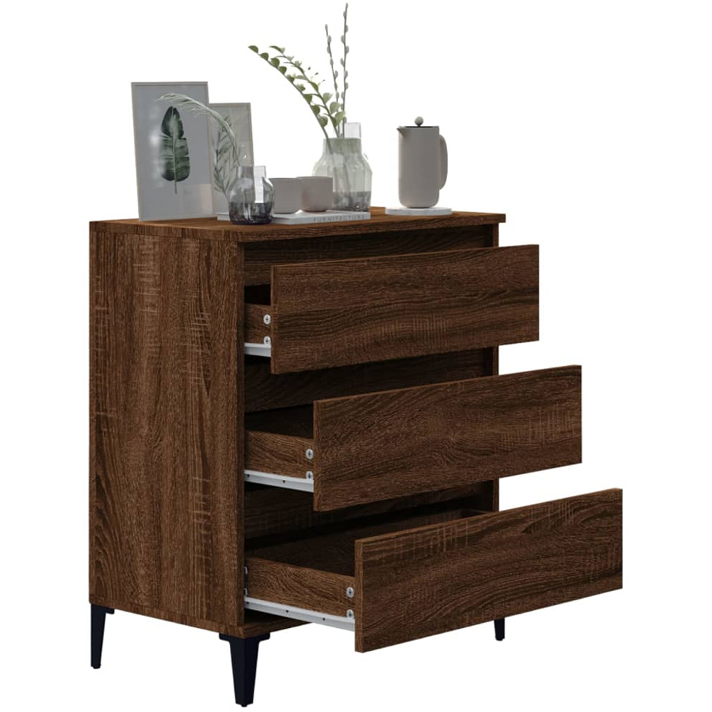 vidaXL 3 Drawer Brown Oak Sideboard Image 4