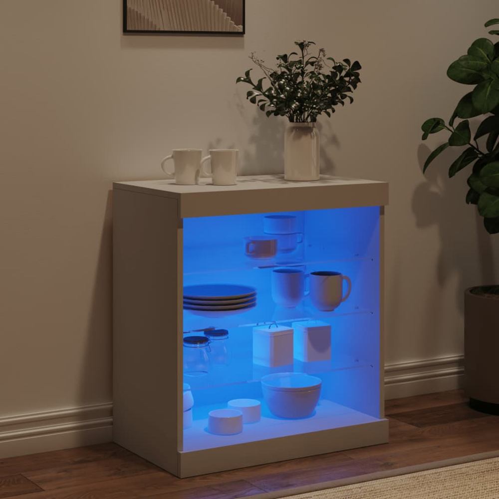 vidaXL 4 Shelf White LED Sideboard Image 9