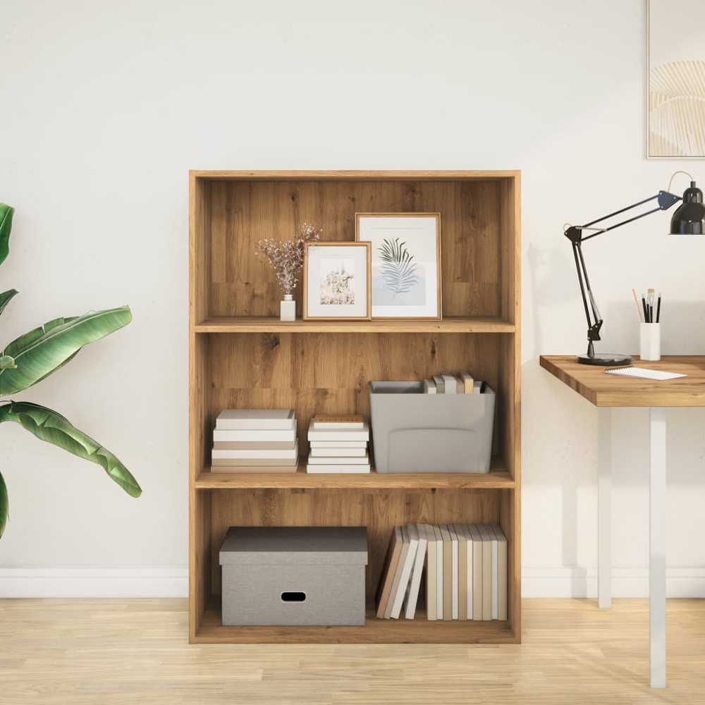vidaXL 3 Shelf Artisan Oak Bookcase Image 7