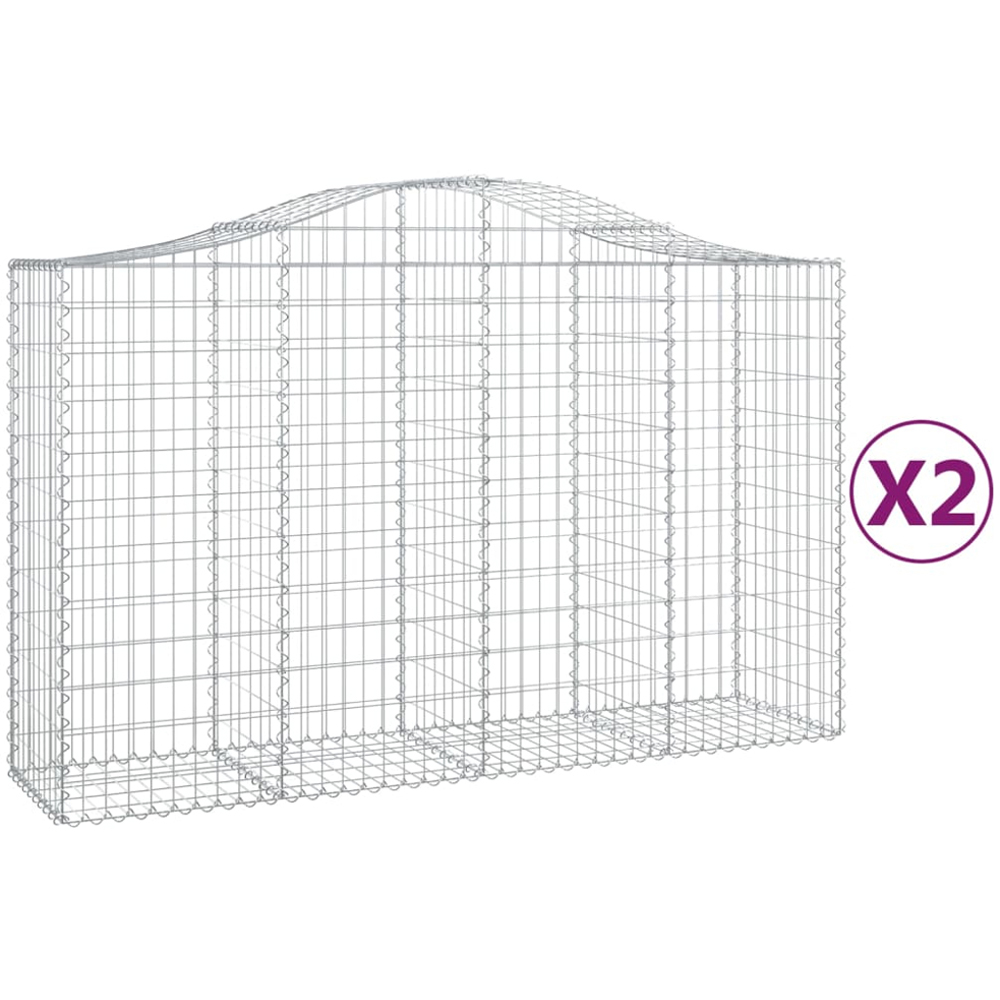 vidaXL Silver Galvanised Iron Arched Gabion Basket 200 x 50 x 120/140cm 2 Pack Image 4