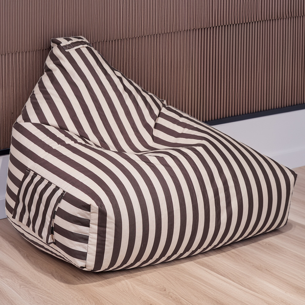 Kaikoo Grey and Cream Cord Sumo Tripod Bean Bag Image 1
