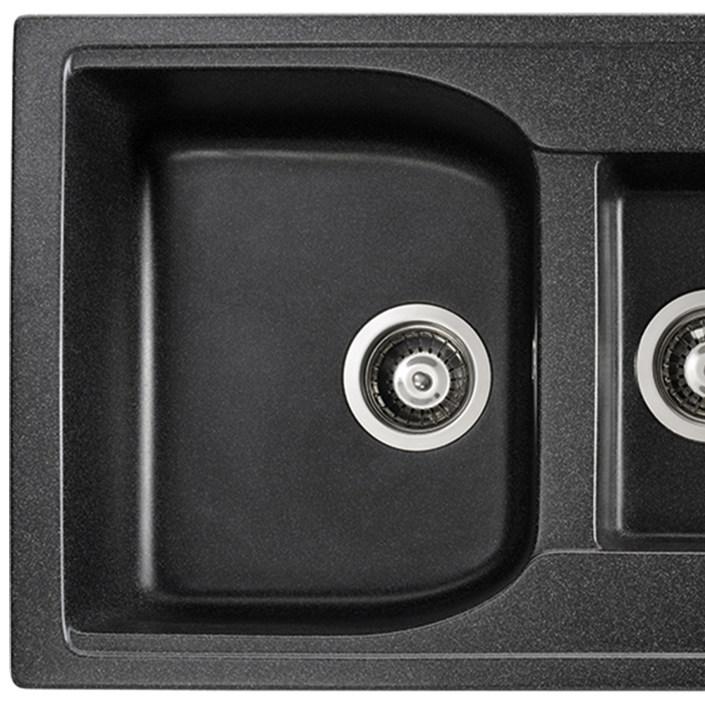 wilko Dunham Black Granite 1.5 Bowl Inset Kitchen Sink 950mm Image 2