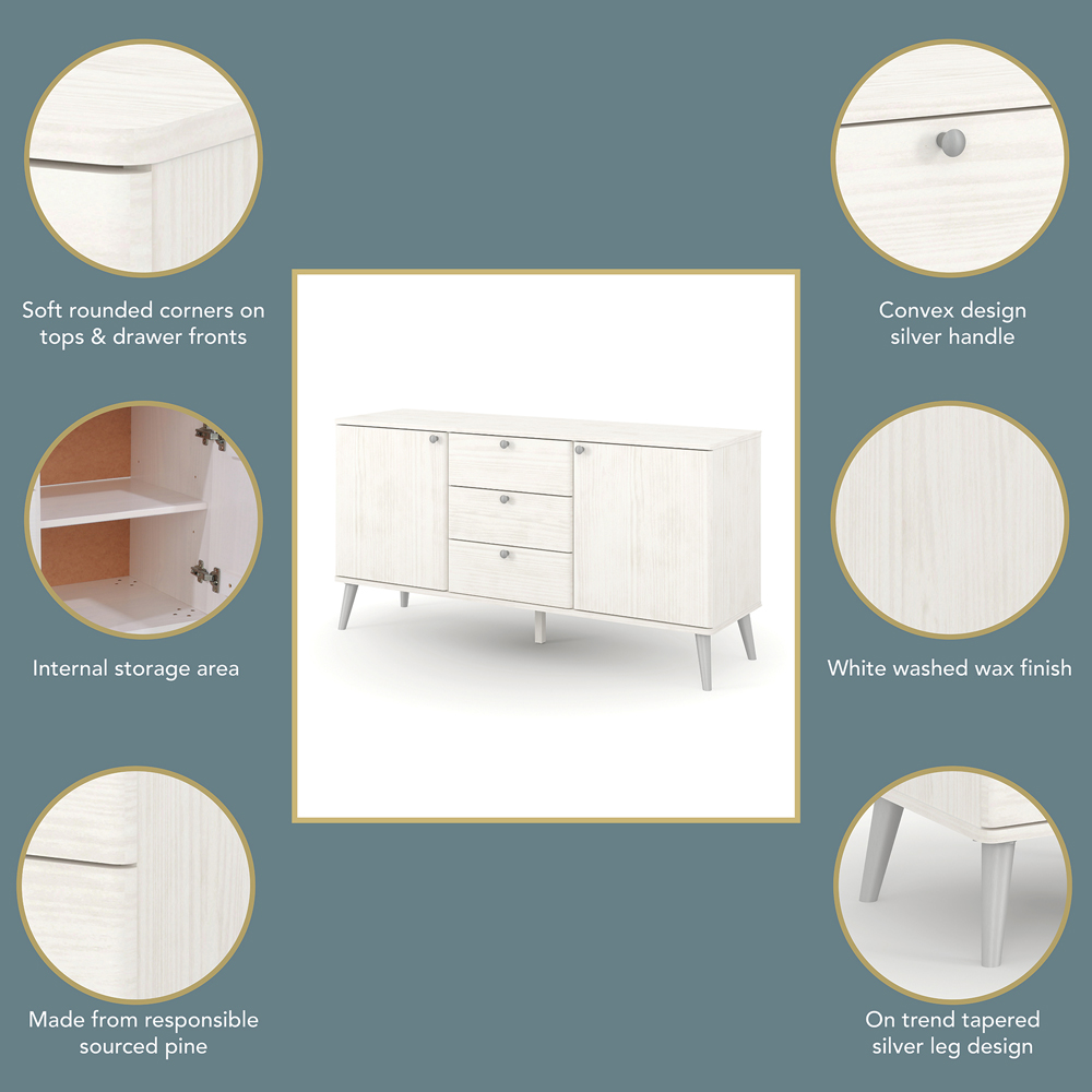 Core Products Augusta Curve 2 Door 3 Drawer Medium Sideboard Image 6