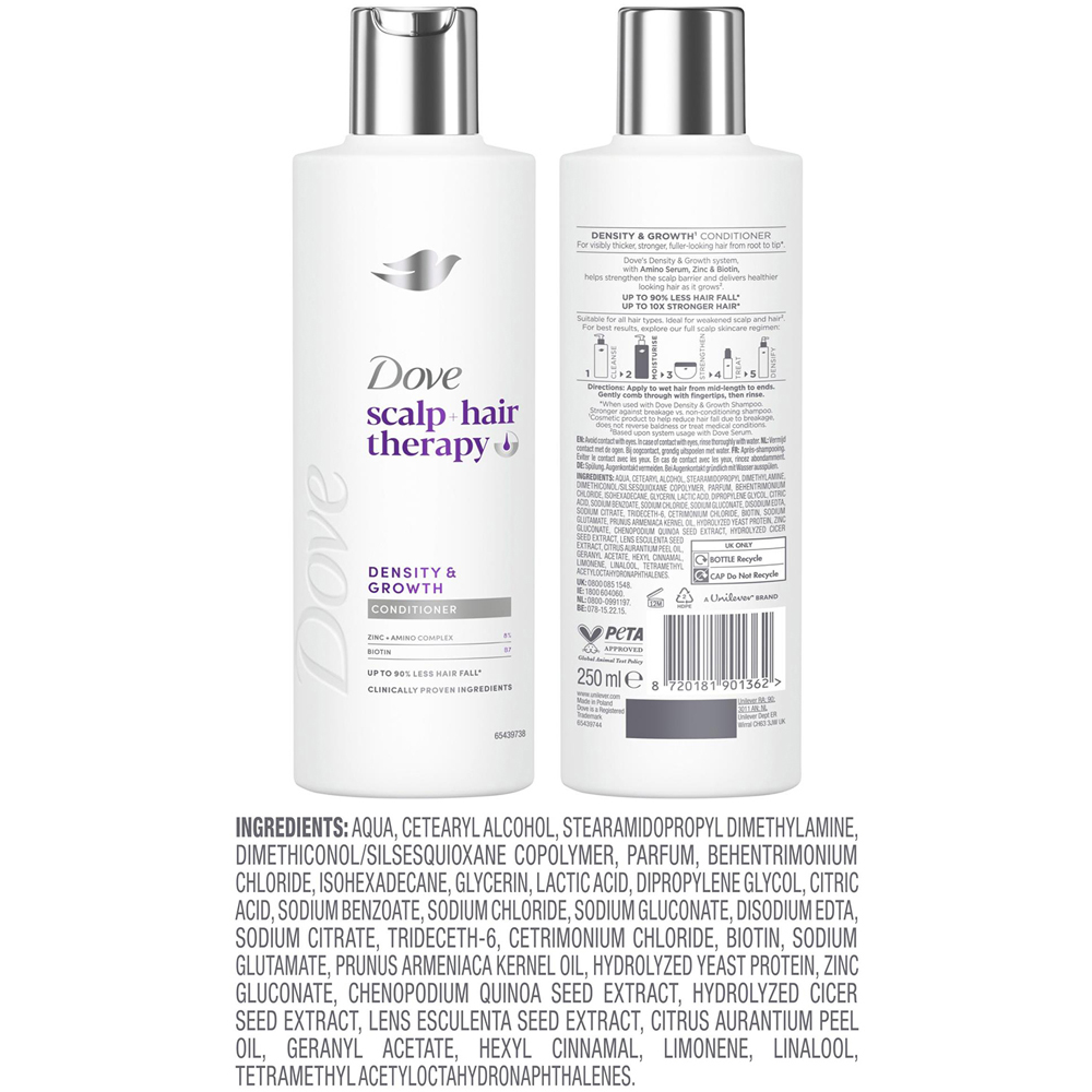 Dove Scalp+Hair Therapy Biotin and Zinc Density Growth Conditioner 250ml 6 Pack Image 7