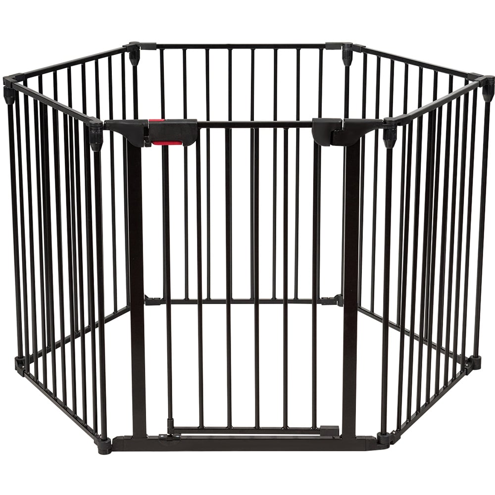 Costway 6 Panel Black Baby Pet Safety Playpen with Walk Through Door Image 1