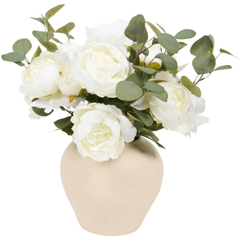 Peony and Eucalyptus Large Vase Arrangement Cream Image 4
