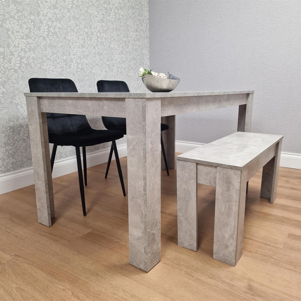 Kosy Koala 4 Seater Velvet Dining Bench Set Stone Grey Effect and Black Image 6