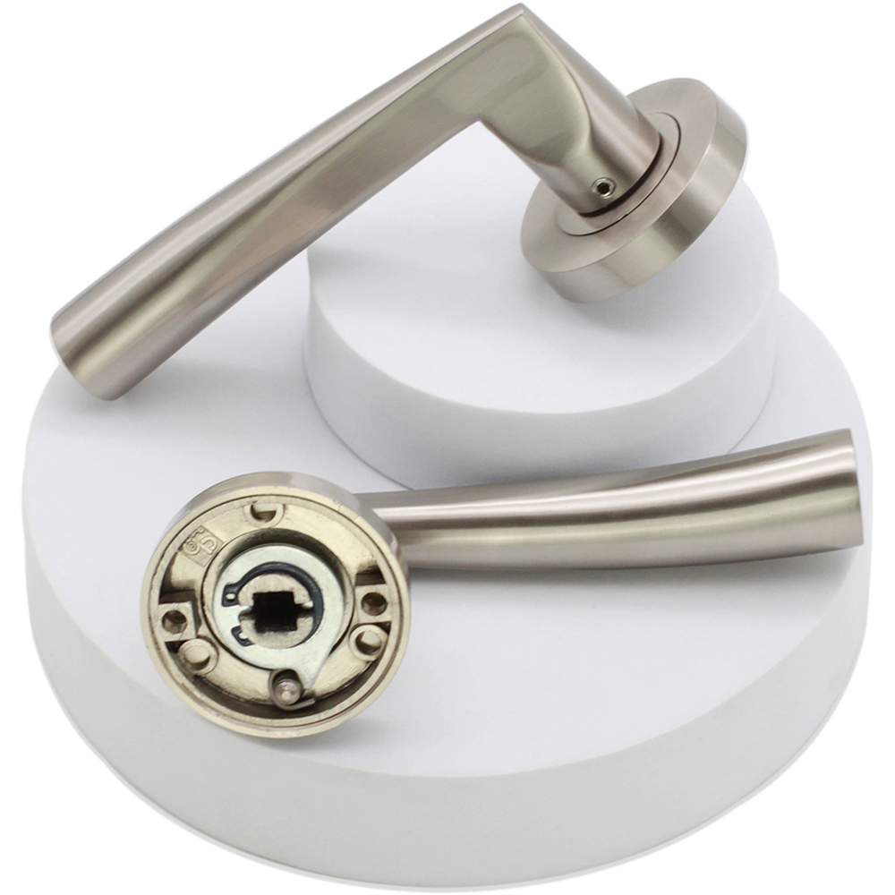 Spira Brass Lego Satin Nickel Lever Door Handle 2 Pack Image 3