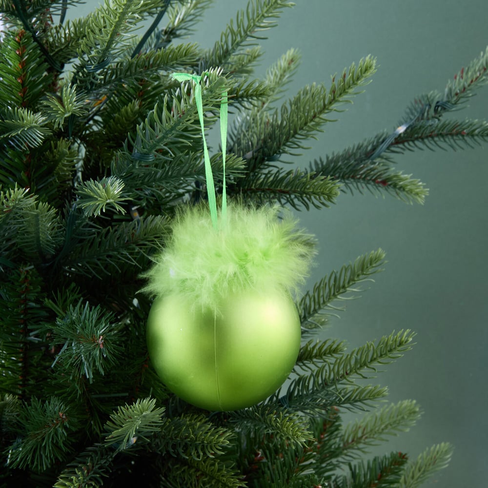 Pack of 6 Fluffy Grumble BaublesGreen Image 2