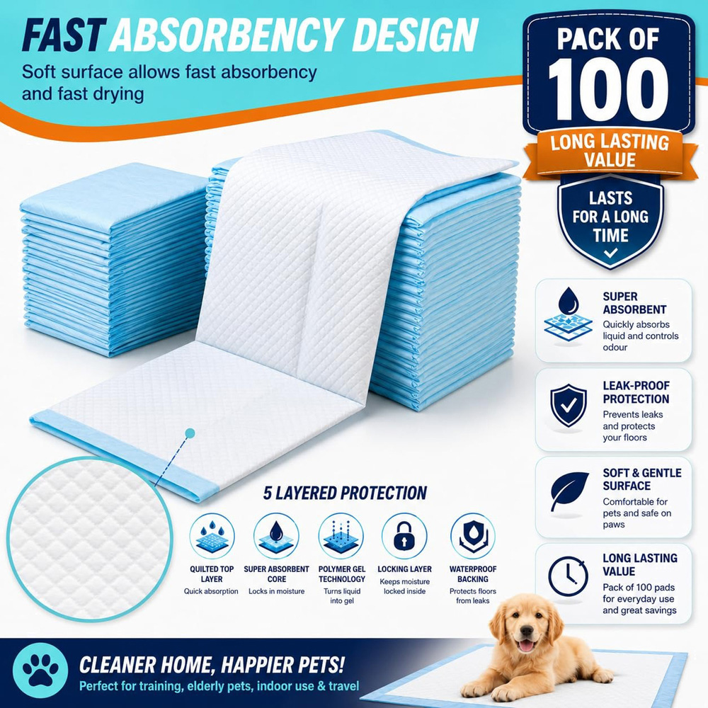 ATEK Super Absorbent Puppy Wee Training Pad 56 x 56cm 100 Pack Image 4