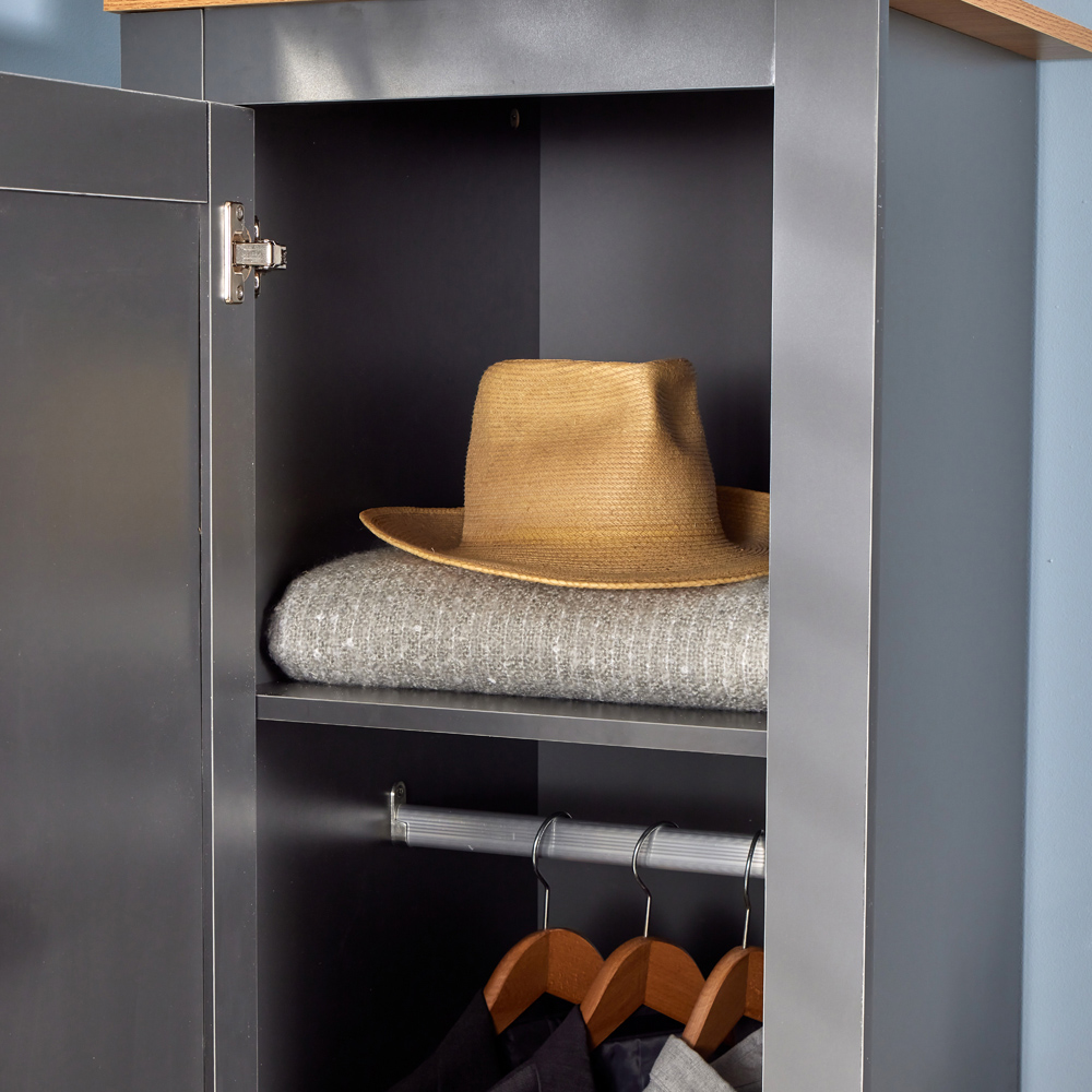 Home Source Camden Single Door Graphite Bedroom Slim Wardrobe Image 3