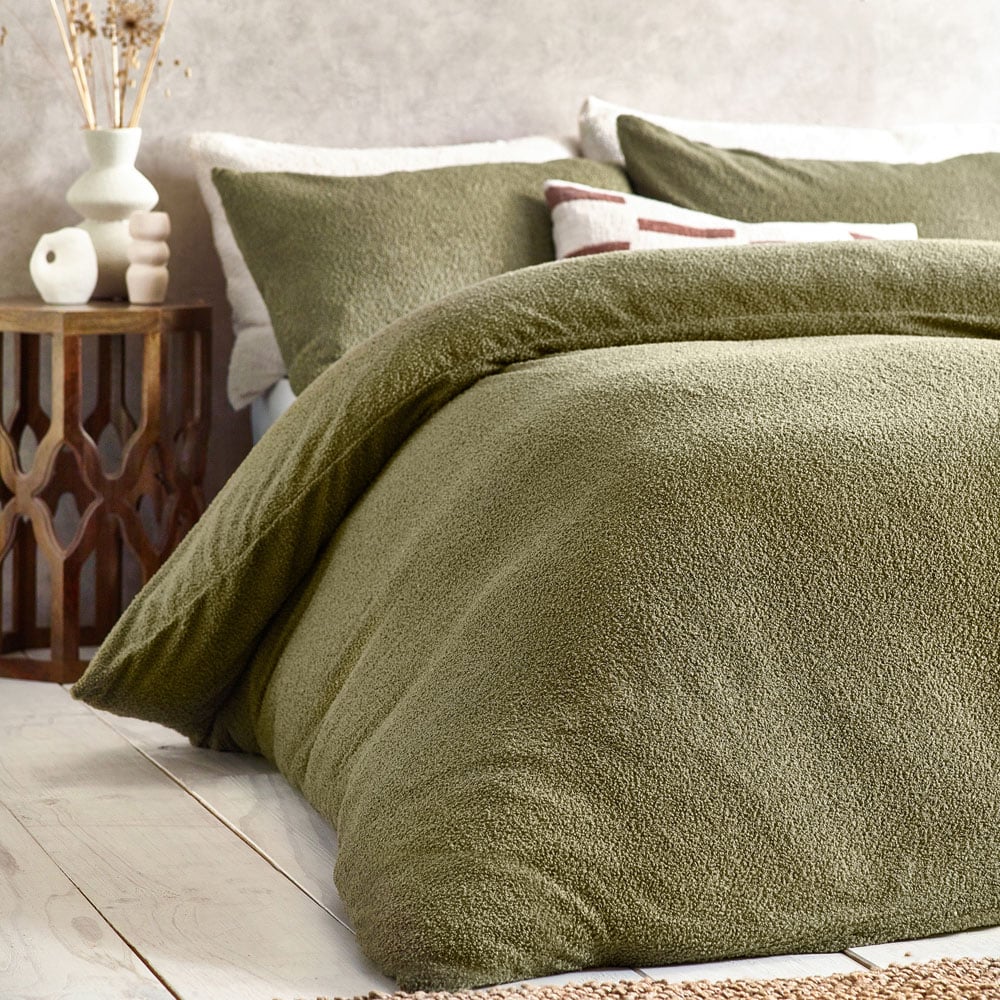 Yard King Size Olive Boucle Duvet Set Image 2