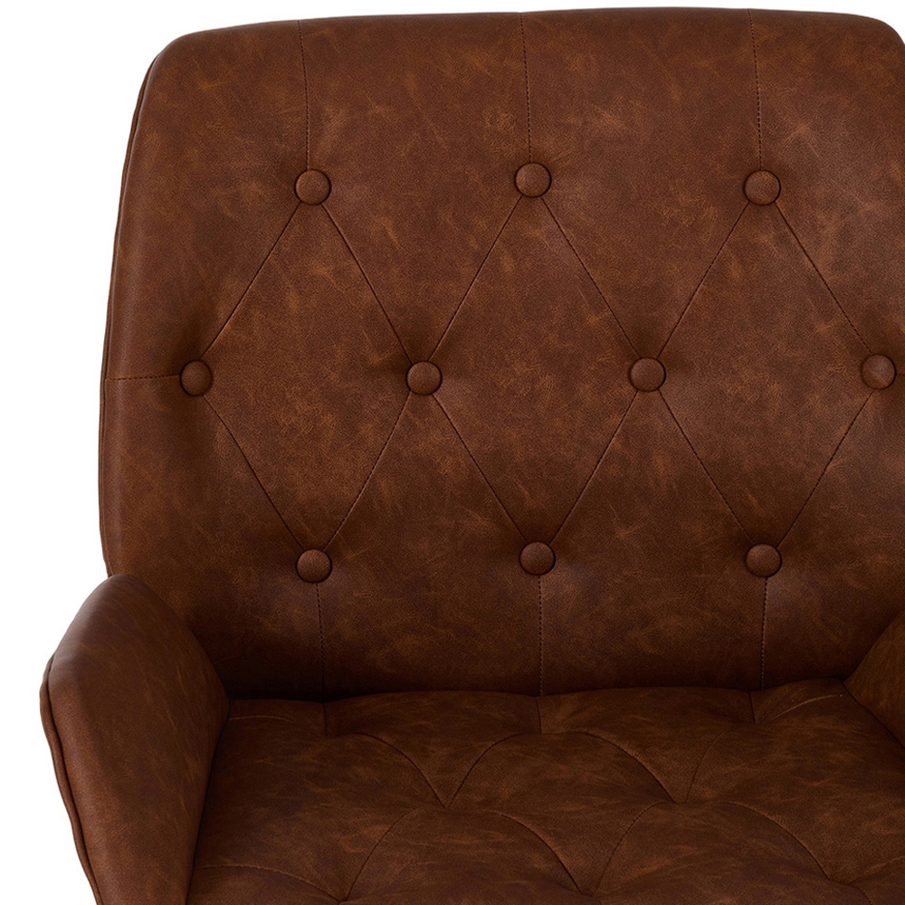 Living and Home Brown PU Leather Swivel and Adjustable Retro Office Chair Image 5