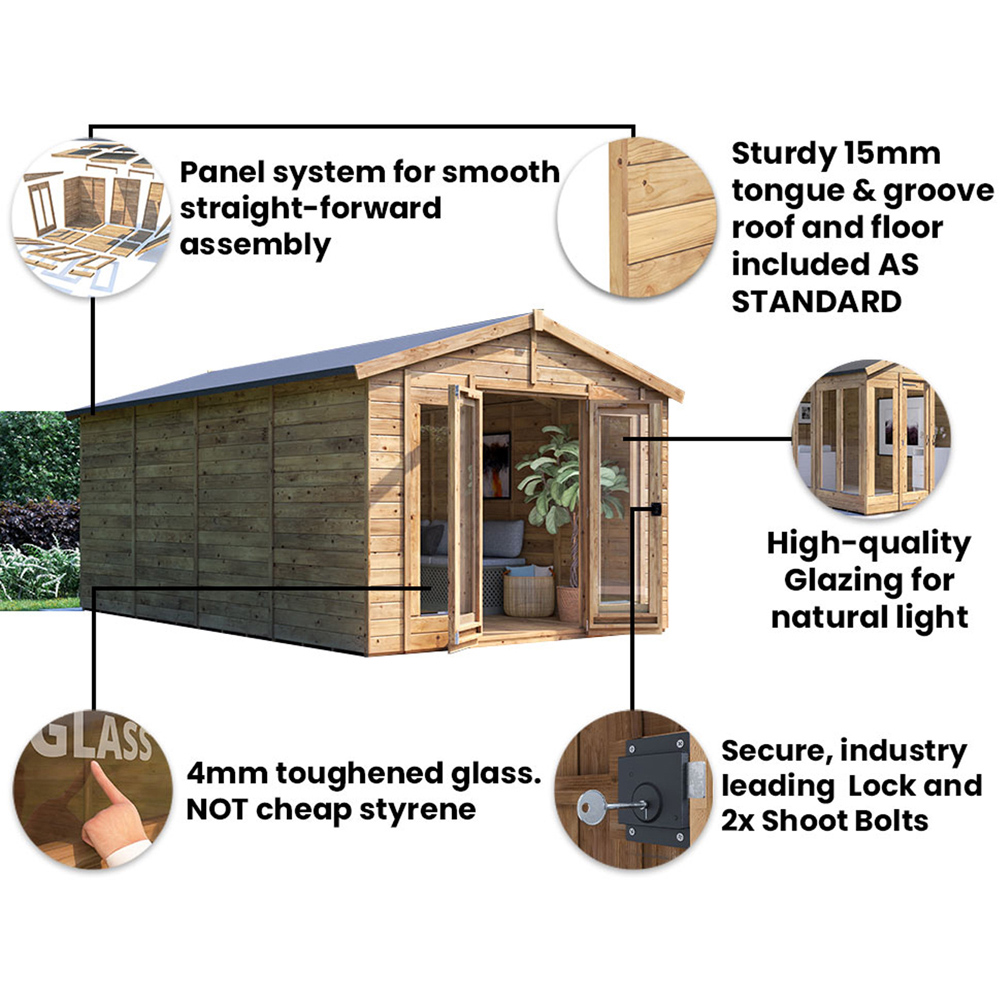 Dunster House RagePanda 10 x 16ft Brown Superfelt Apex Summerhouse Image 5