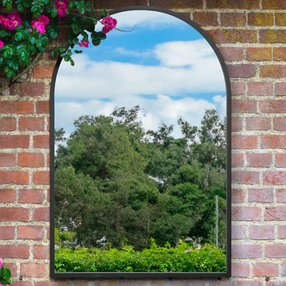 MirrorOutlet The Arcus Black Framed Arched Garden Wall Mirror 120 x 80cm Image 2