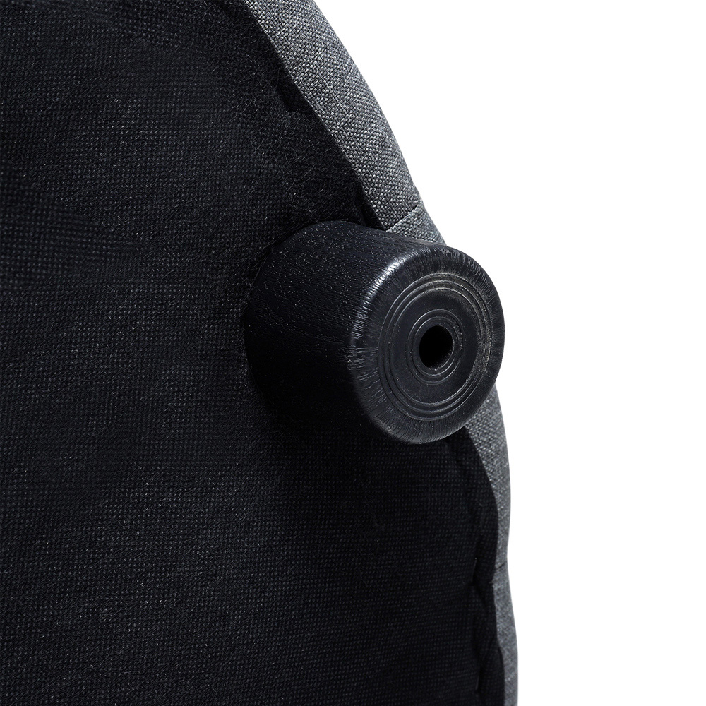 Living and Home Dark Grey Linen Round Buttoned Ottoman with Studded Edge Image 7