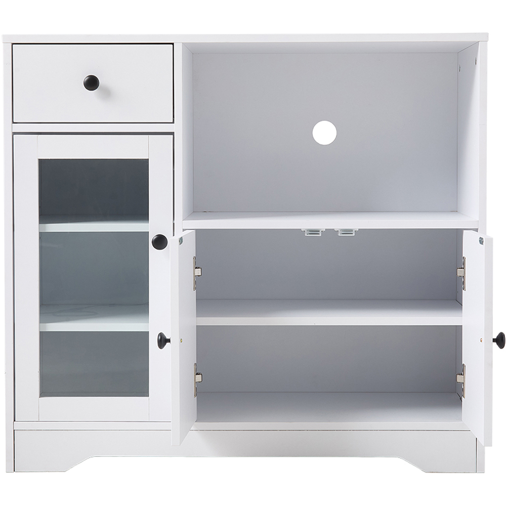 Living and Home 3 Door Single Drawer Single Shelf White Wooden Storage Cabinet Image 3