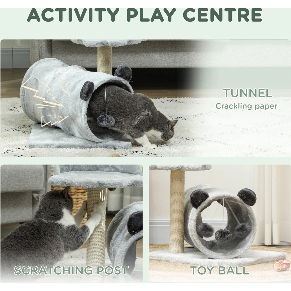 PawHut Grey Cat Tunnel tree Image 4