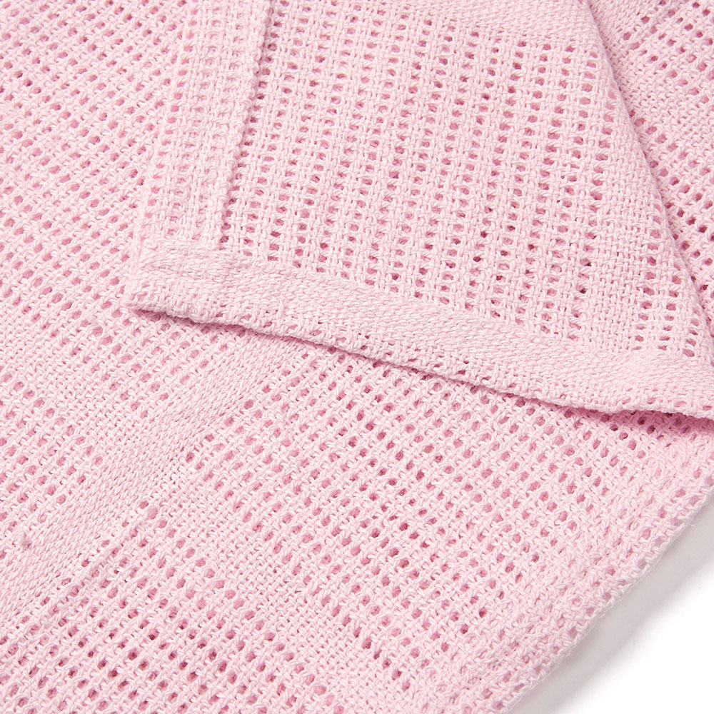Clair de Lune Baby Pink Cellular Cot Blanket 100 x 150cm Image 3