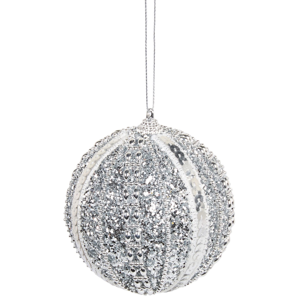 Set of 4 Beaded Glitter Baubles Image 4