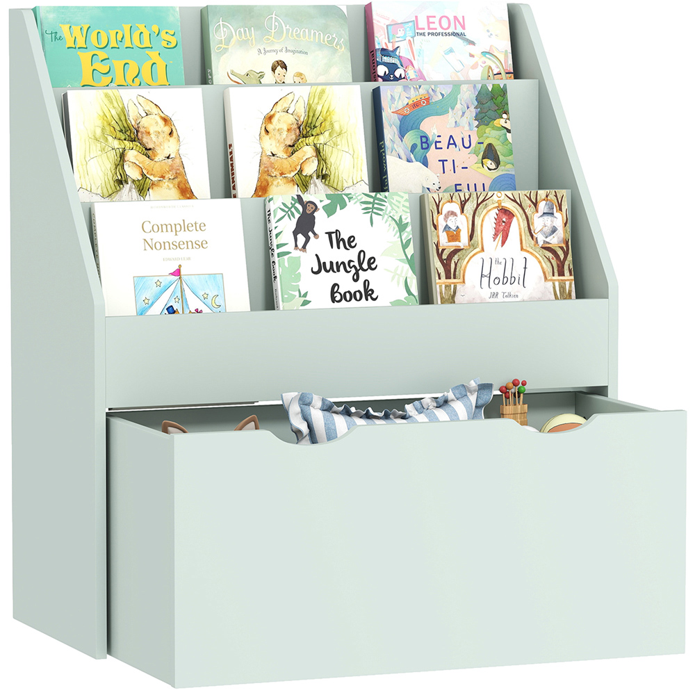AIYAPLAY 3 Shelf Single Drawer Green Kids Bookcase Image 2